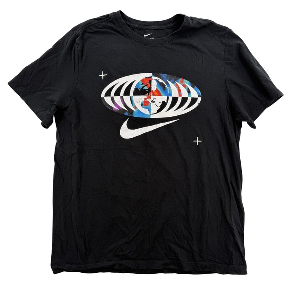 Nike Other - Nike Shirt Mens Large Black Graphic Swoosh Globe World Map The Nike Tee Crewneck